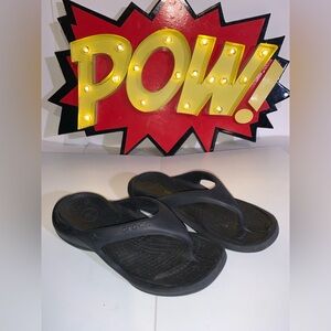 Crocs Womens Kadee Thong Flip Flop Sandals Black Rubber Slip On Size 7